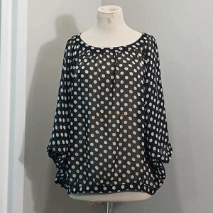 #54 The Limited Black and White Polka Dot Blouse